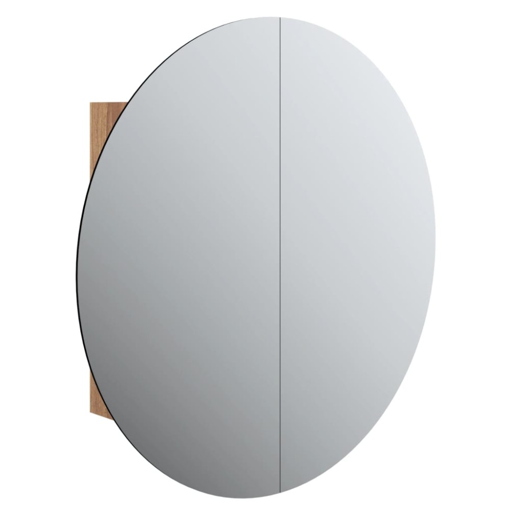 vidaXL Ντουλάπι Μπάνιου με Στρογγυλό Καθρέφτη&LED Δρυς 54x54x17,5 εκ.