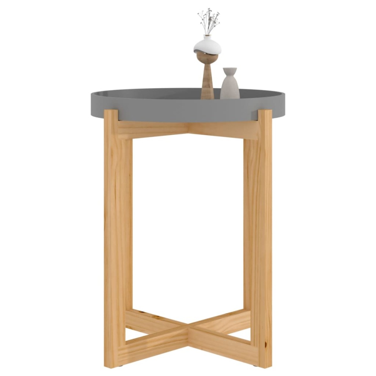 vidaXL Τραπεζάκι Σαλονιού Γκρι 41x41x48,5 εκ. Επεξ. Ξύλο&Μασίφ Πεύκο