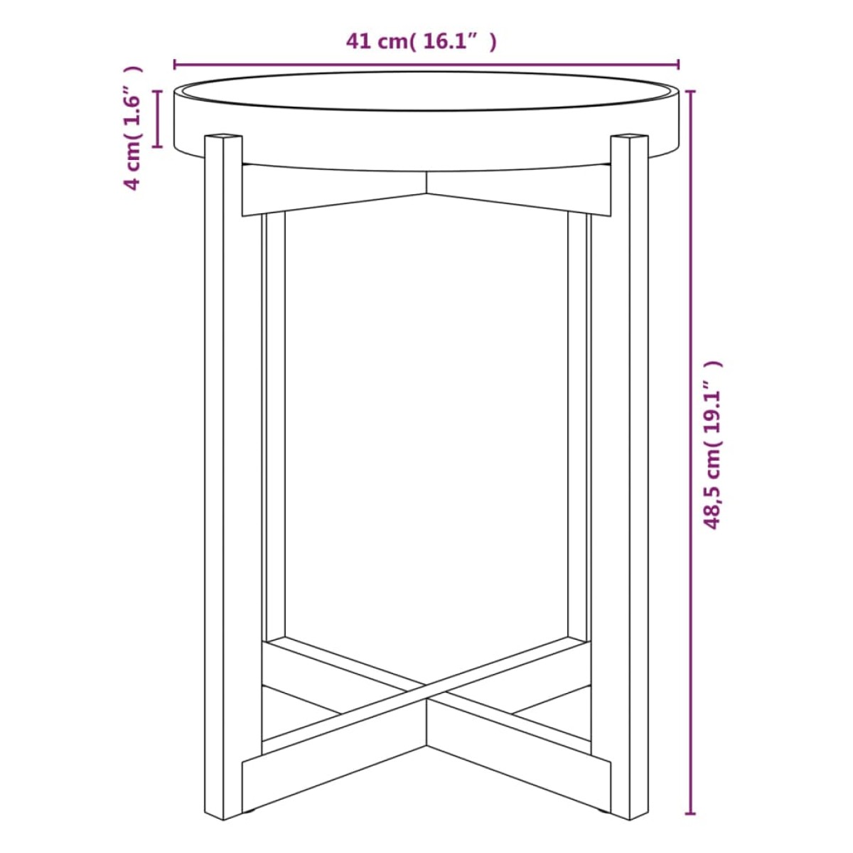 vidaXL Τραπεζάκι Σαλονιού Γκρι 41x41x48,5 εκ. Επεξ. Ξύλο&Μασίφ Πεύκο