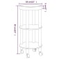 vidaXL Τρόλεϊ 3 Επιπέδων Μαύρο 38 x 38 x 82 εκ. Επεξ. Ξύλο/Μασίφ Πεύκο