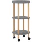 vidaXL Τρόλεϊ 3 Επιπέδων Γκρι 38 x 38 x 82 εκ. Επεξ. Ξύλο/Μασίφ Πεύκο