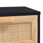 vidaXL Τραπέζι Κονσόλα Μαύρο 80x30x75 εκ. Μασίφ Πεύκο & Φυσικό Ρατάν