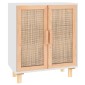 vidaXL Ντουλάπι Λευκό 60 x 30 x 70 εκ. από Μασίφ Πεύκο & Φυσικό Ρατάν