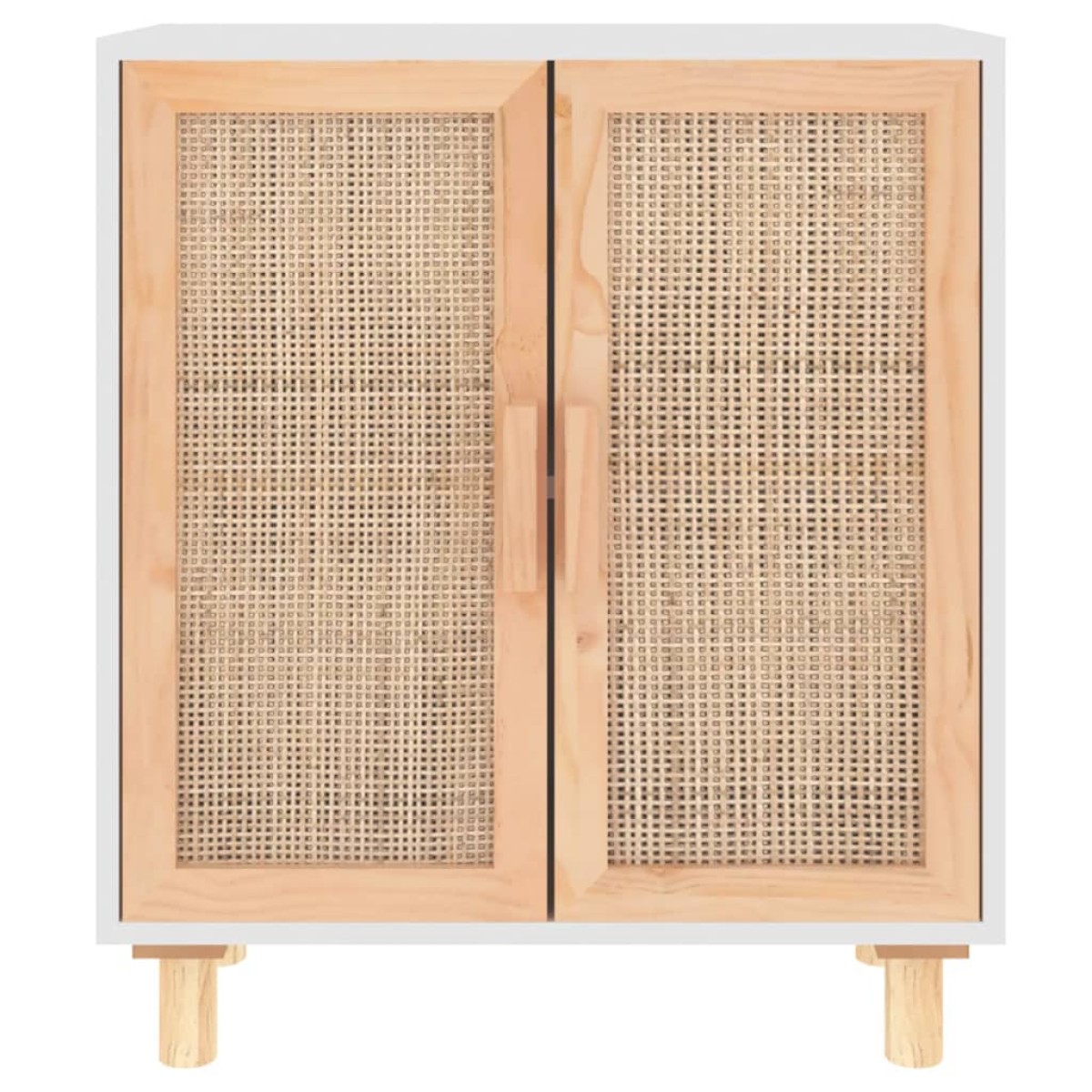 vidaXL Ντουλάπι Λευκό 60 x 30 x 70 εκ. από Μασίφ Πεύκο & Φυσικό Ρατάν