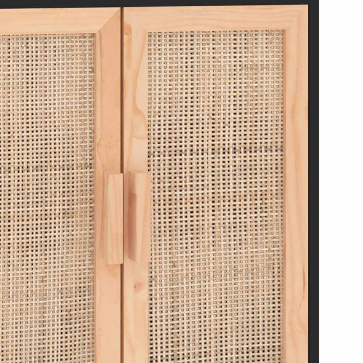 vidaXL Ντουλάπι Μαύρο 60 x 30 x 70 εκ. από Μασίφ Πεύκο & Φυσικό Ρατάν