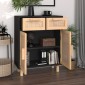 vidaXL Ντουλάπι Μαύρο 60 x 30 x 75 εκ. από Μασίφ Πεύκο & Φυσικό Ρατάν