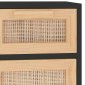 vidaXL Ντουλάπι Μαύρο 60 x 30 x 75 εκ. από Μασίφ Πεύκο & Φυσικό Ρατάν