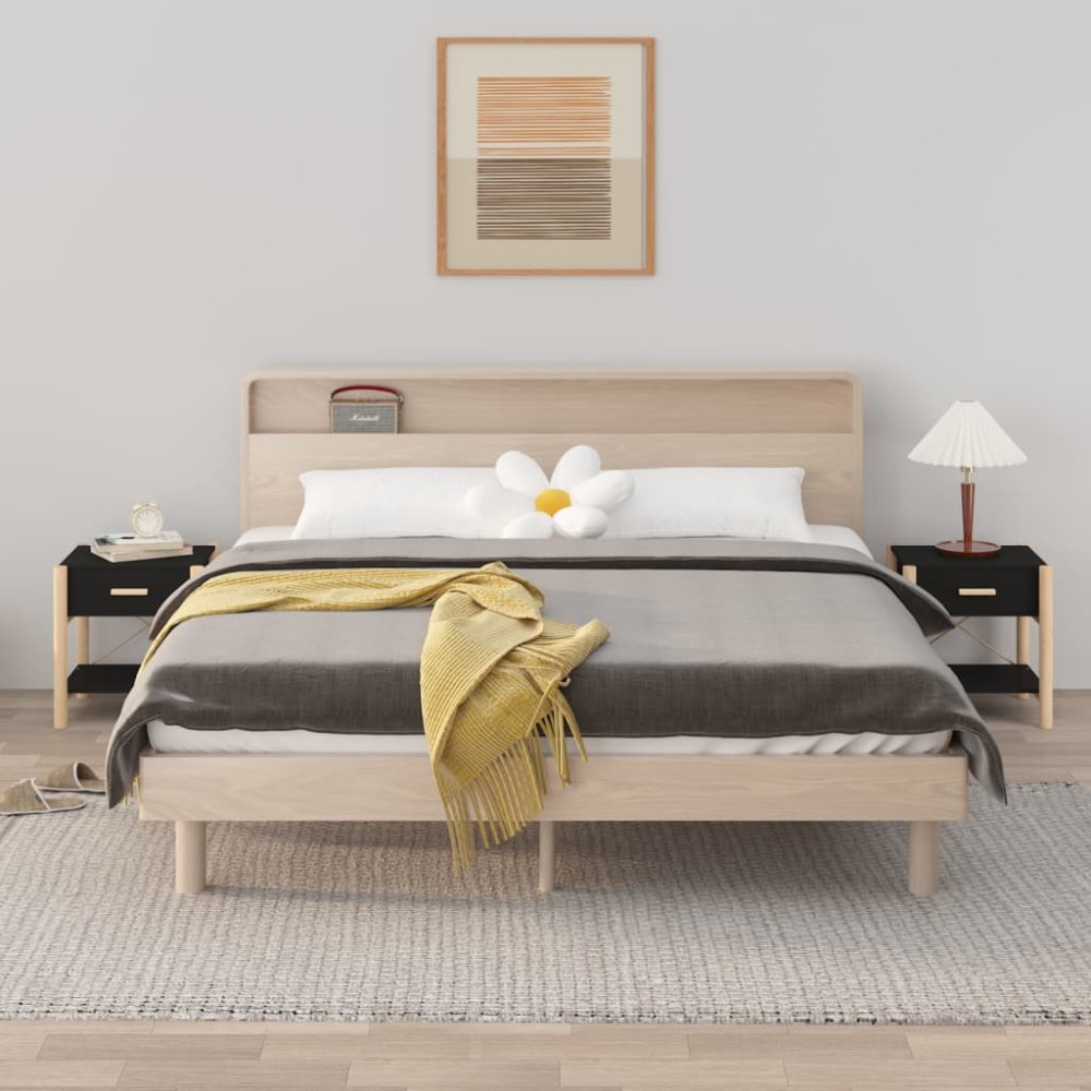 vidaXL Κομοδίνα 2 τεμ. Μαύρα 42 x 38 x 45 εκ. από Επεξεργασμένο Ξύλο