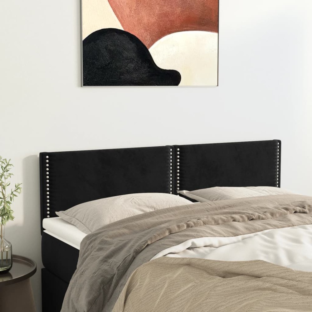 vidaXL Κεφαλάρια Μαύρα Βελούδινα 144x5x78/88 εκ.