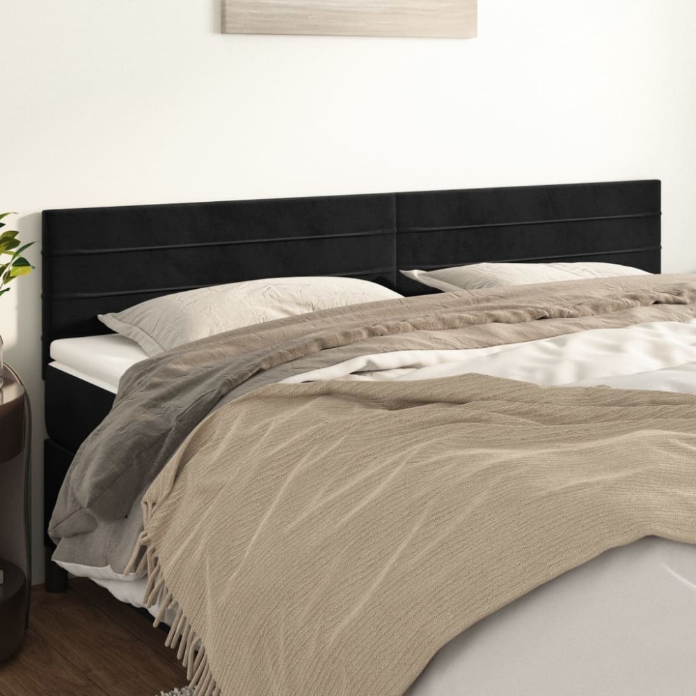 vidaXL Κεφαλάρια Μαύρα Βελούδινα 160x5x78/88 εκ.