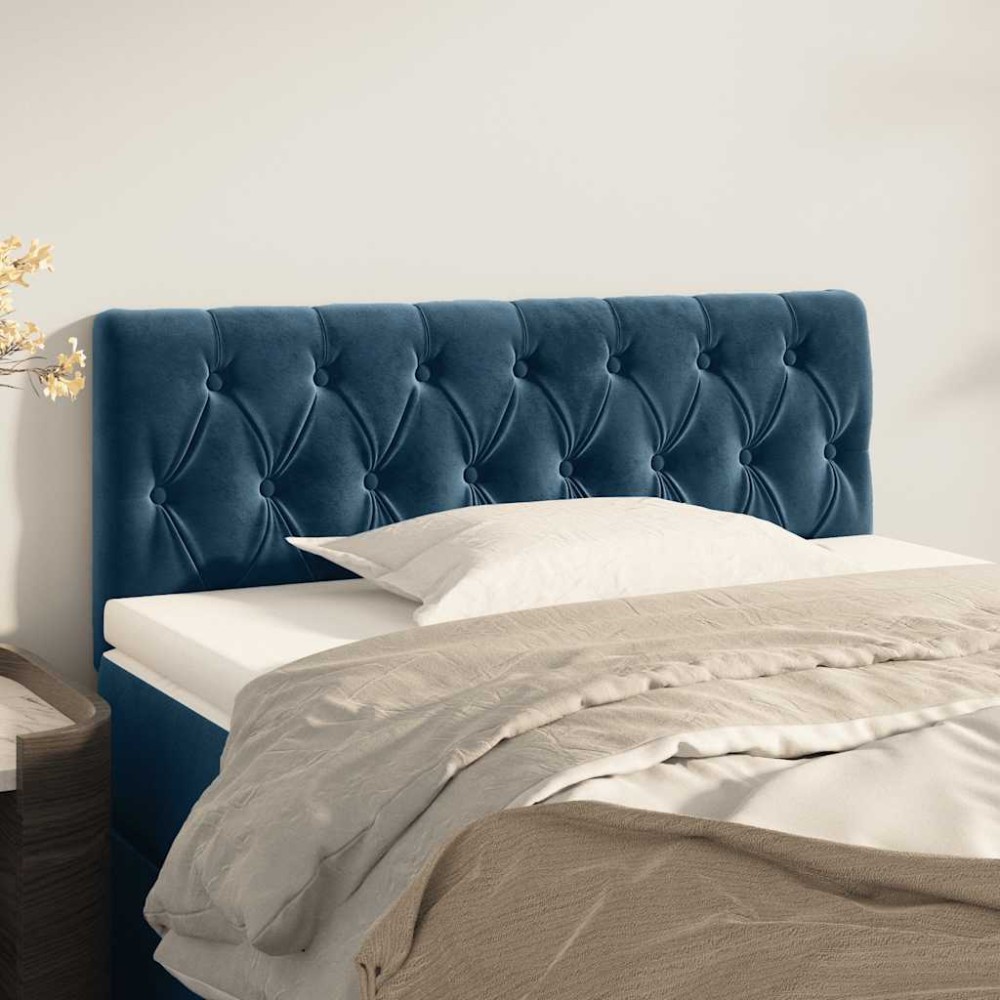 vidaXL Κεφαλάρι Κρεβατιού Σκούρο Μπλε 90x7x78/88 εκ. Βελούδινο