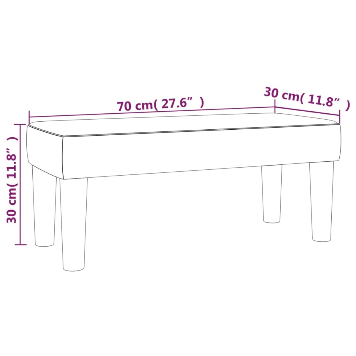vidaXL Πάγκος Ανοιχτό Γκρι 70 x 30 x 30 εκ. Βελούδινος