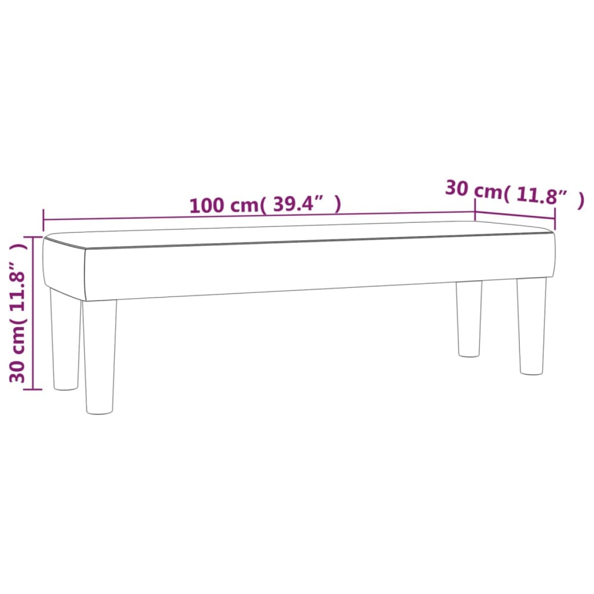 vidaXL Πάγκος Taupe 100x30x30 εκ. Υφασμάτινος
