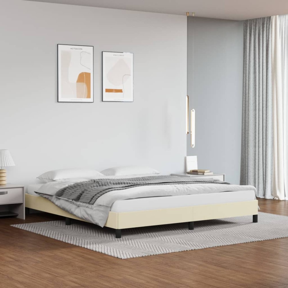 vidaXL Πλαίσιο Κρεβατιού Κρεμ 180x200 εκ. από Συνθετικό Δέρμα