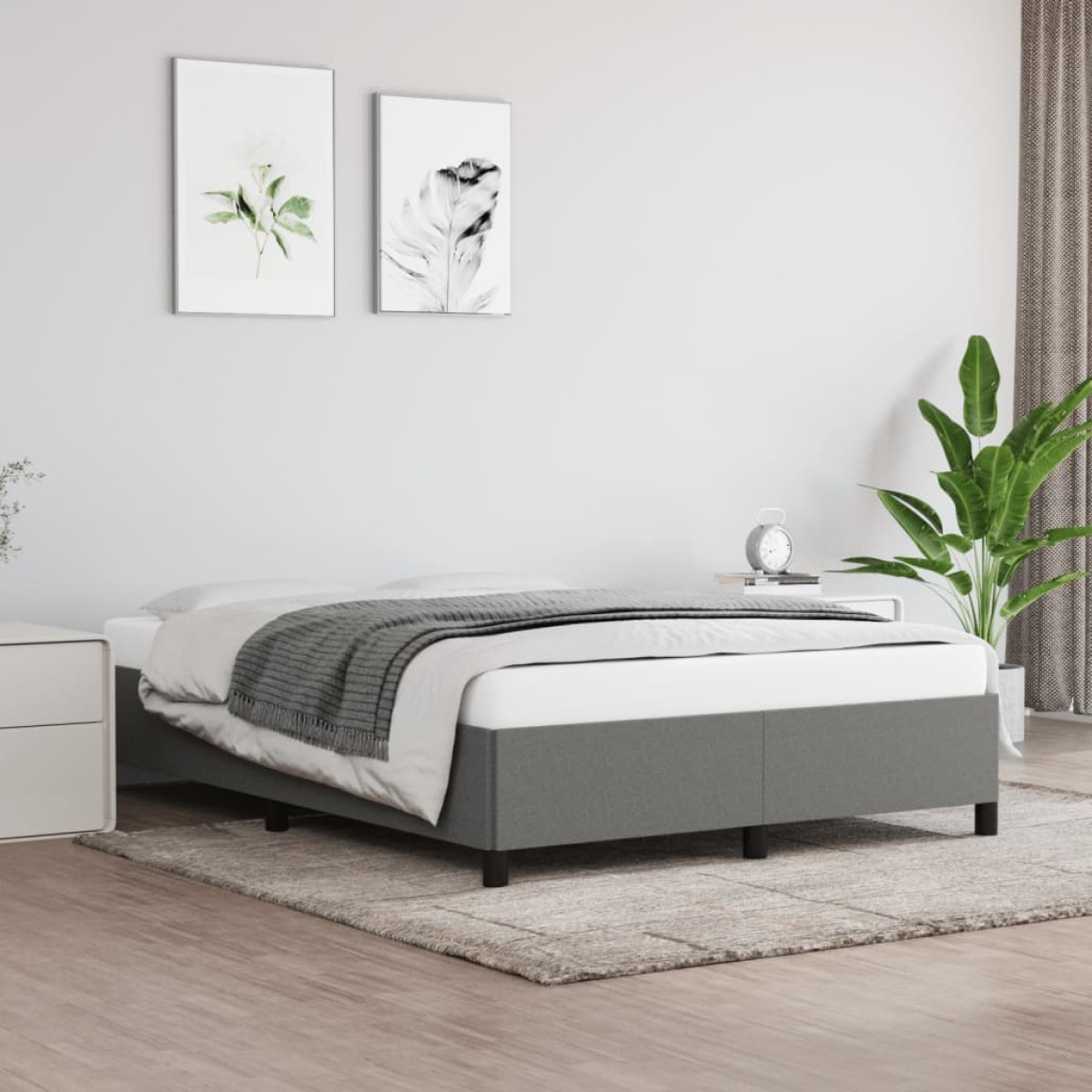 vidaXL Πλαίσιο Κρεβατιού Σκούρο Γκρι 140x200 εκ. Υφασμάτινο