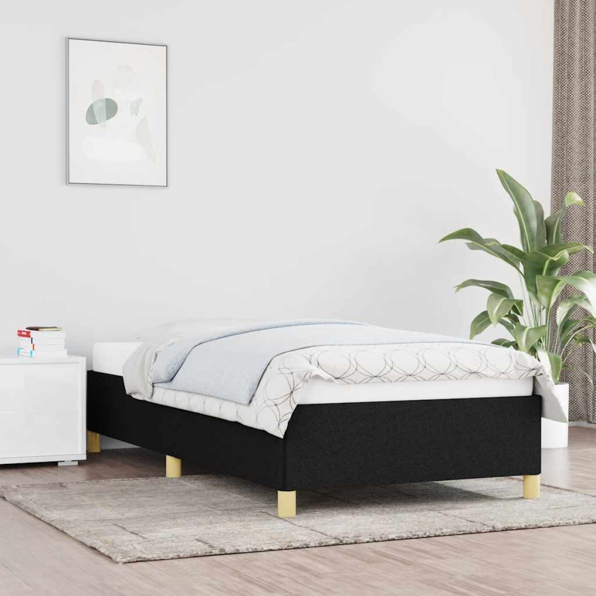 vidaXL Πλαίσιο Κρεβατιού Boxspring Μαύρο 100 x 200 εκ. Υφασμάτινο