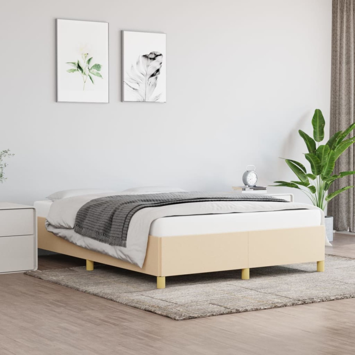vidaXL Πλαίσιο Κρεβατιού Κρεμ 140x200 εκ. Υφασμάτινο
