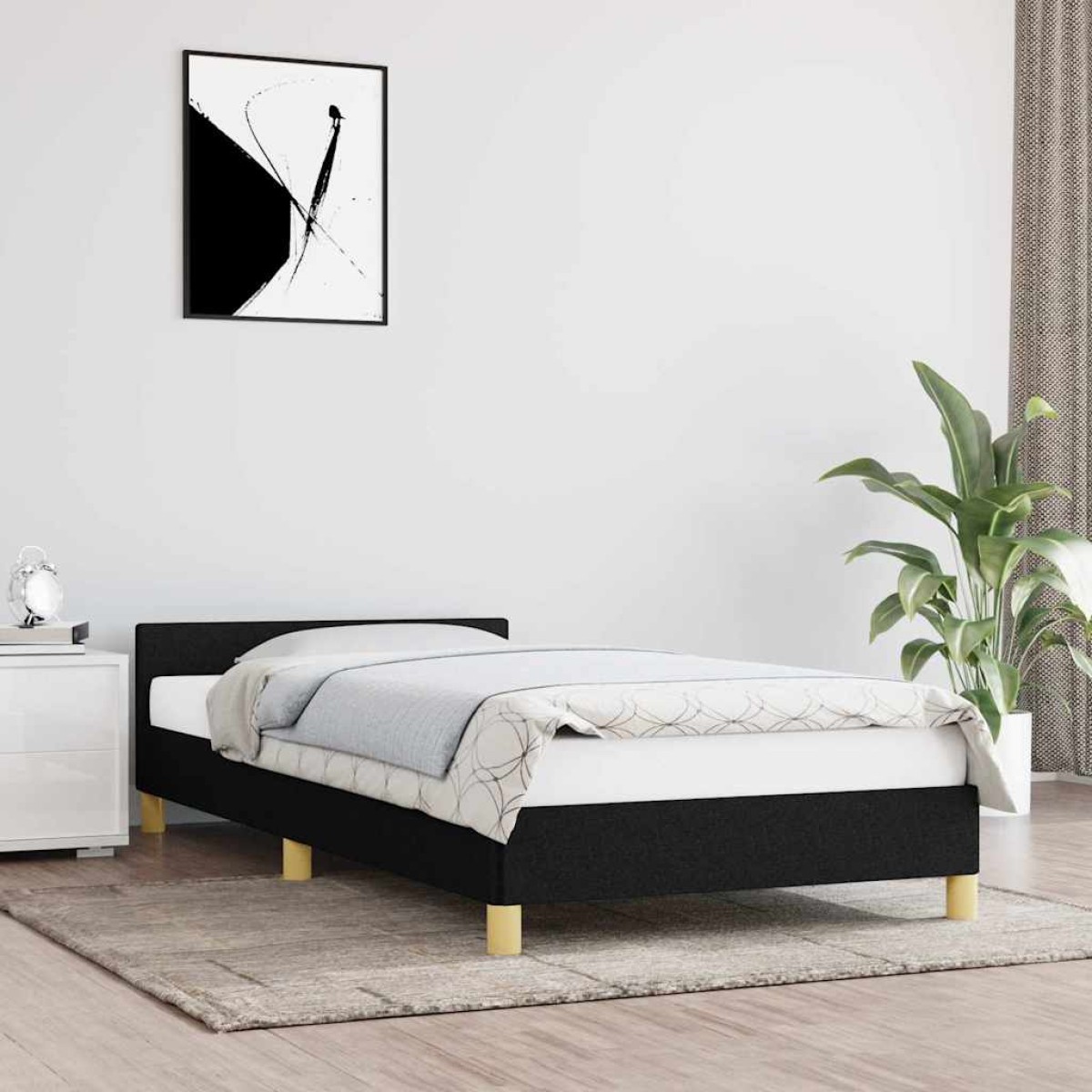vidaXL Πλαίσιο Κρεβατιού με Κεφαλάρι Μαύρο 80 x 200 εκ. Υφασμάτινο