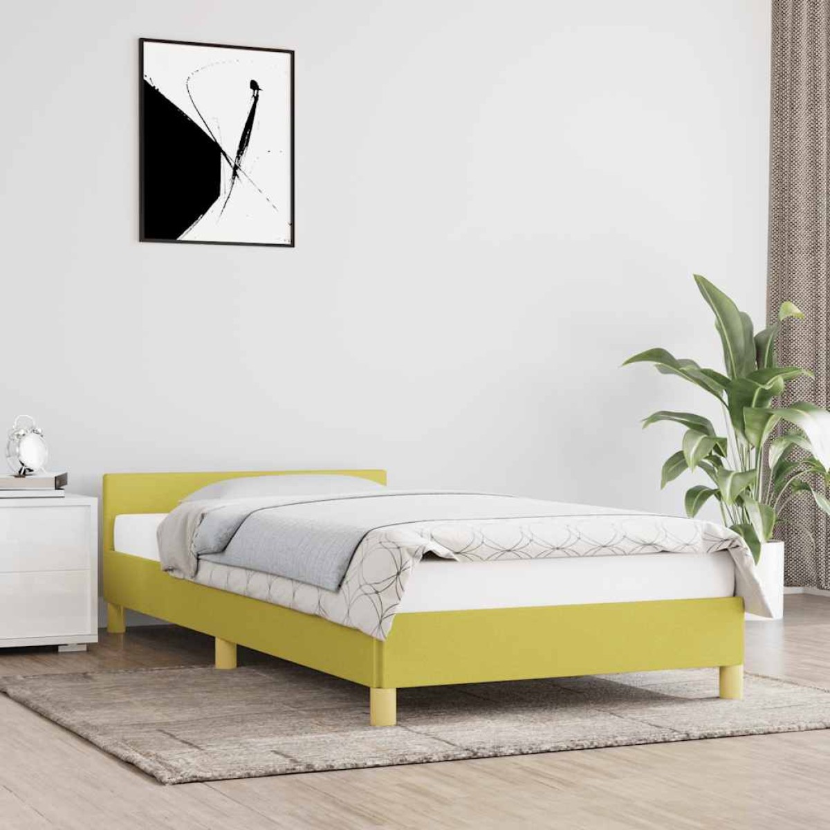 vidaXL Πλαίσιο Κρεβατιού με Κεφαλάρι Πράσινο 100x200 εκ. Υφασμάτινο