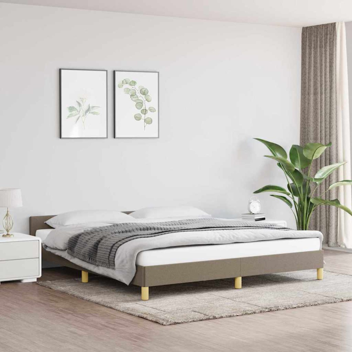 vidaXL Πλαίσιο Κρεβατιού με Κεφαλάρι Taupe 180x200 εκ. Υφασμάτινο