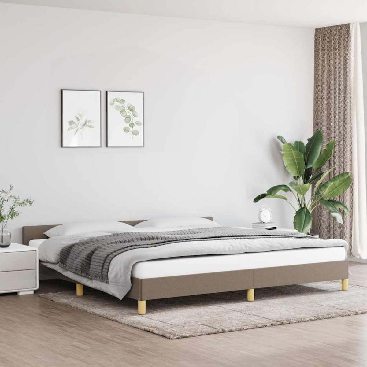 vidaXL Πλαίσιο Κρεβατιού με Κεφαλάρι Taupe 200x200 εκ. Υφασμάτινο