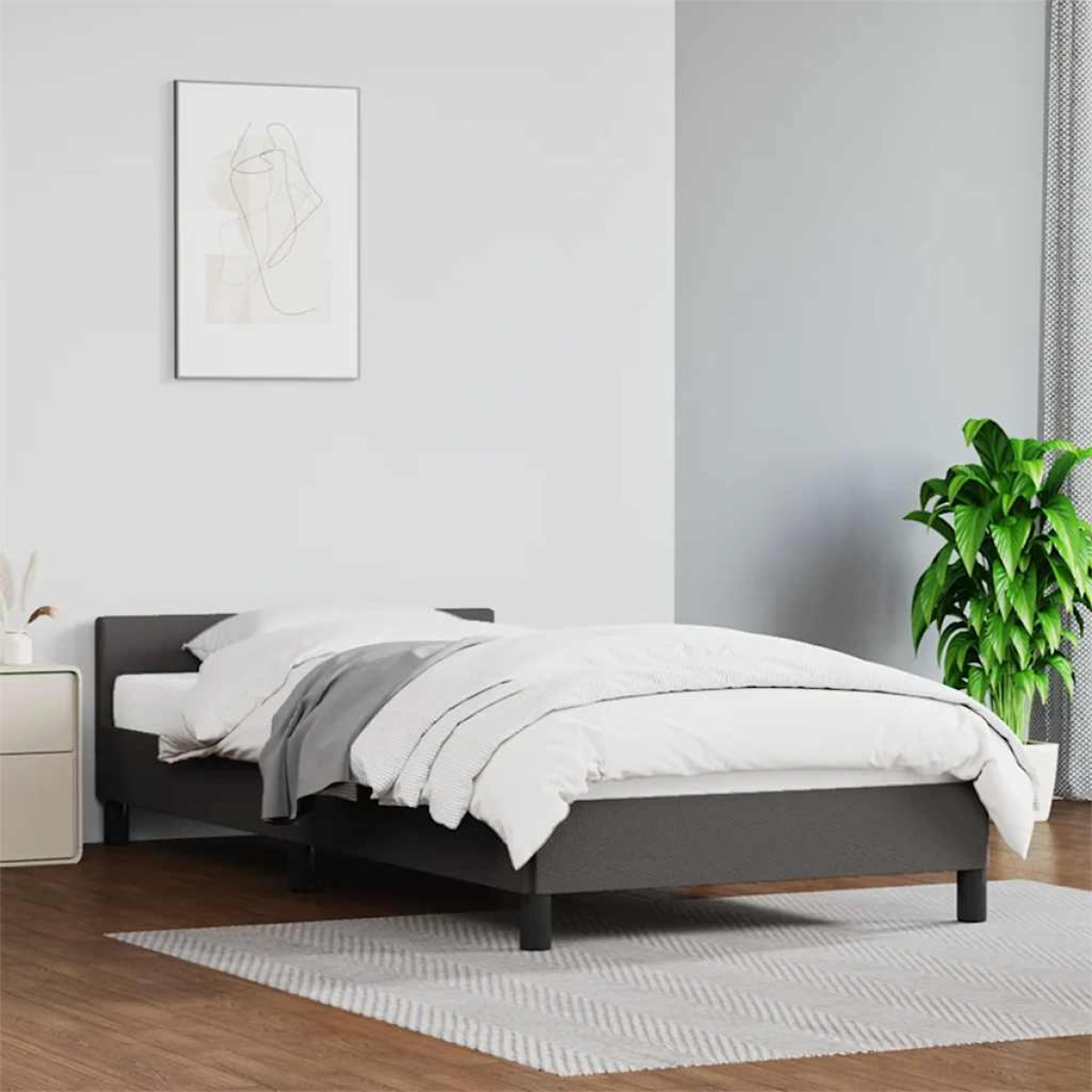 vidaXL Πλαίσιο Κρεβατιού με Κεφαλάρι Γκρι 90x200 εκ. Συνθετικό Δέρμα