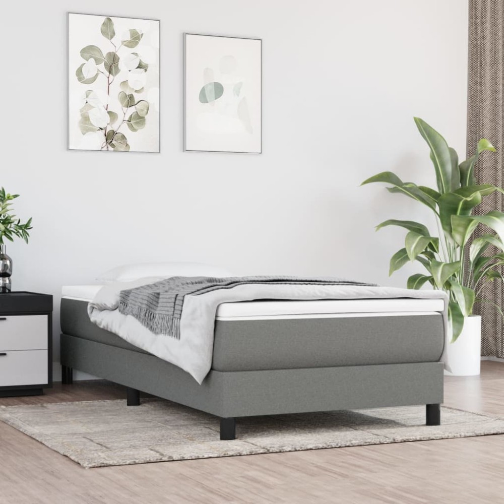 vidaXL Στρώμα με Pocket Springs Μεσαίας Σκληρότητας Σκούρο Γκρι 90x190x20 εκ. Υφασμάτινο