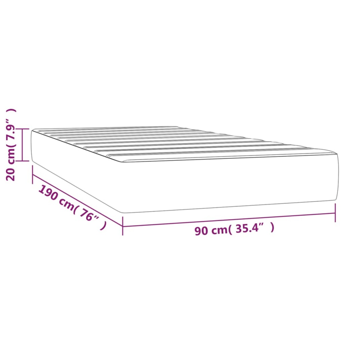 vidaXL Στρώμα με Pocket Springs Κρεμ 90x190x20 εκ. Συνθετικό Δέρμα