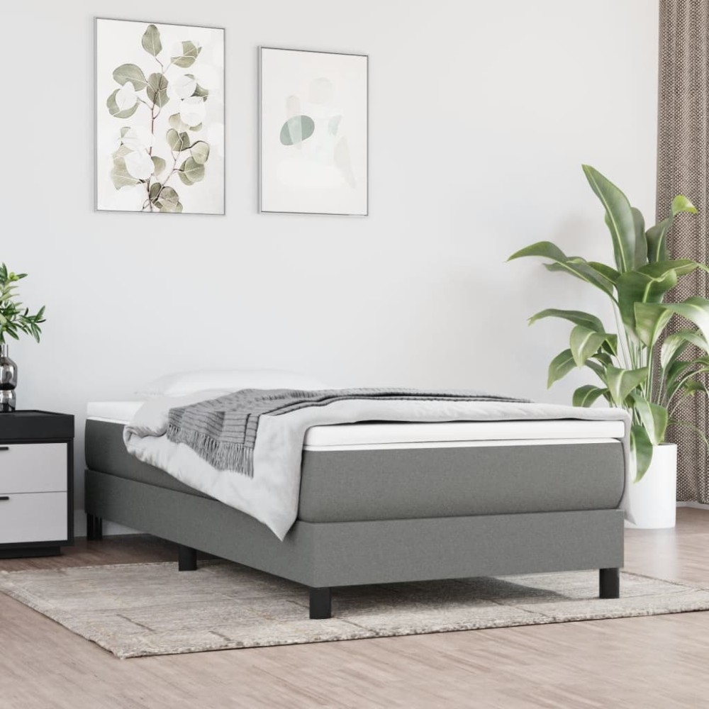 vidaXL Στρώμα με Pocket Springs Μεσαίας Σκληρότητας Σκούρο Γκρι 90x200x20 εκ. Υφασμάτινο