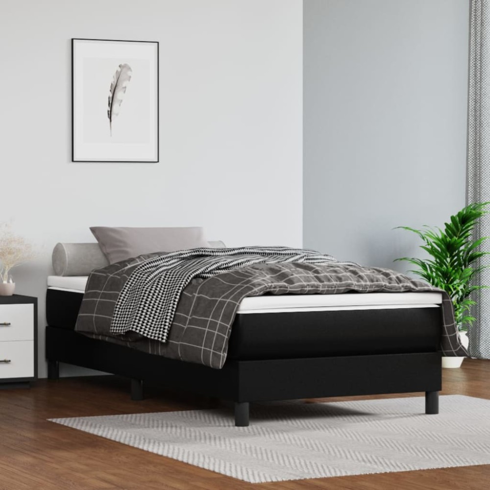 vidaXL Στρώμα με Pocket Springs Μεσαίας Σκληρότητας Μαύρο 90x200x20 εκ. Συνθετικό Δέρμα