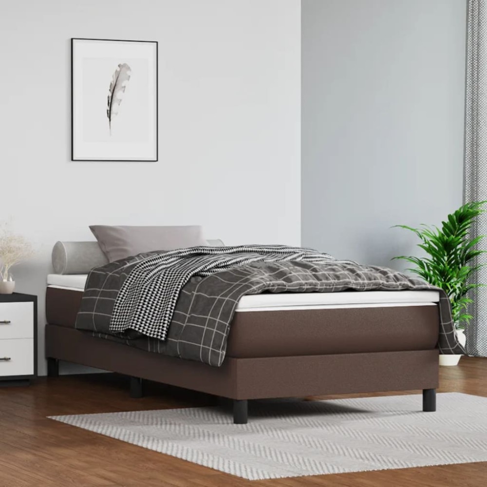 vidaXL Στρώμα με Pocket Springs Μεσαίας Σκληρότητας Καφέ 90x200x20 εκ. Συνθετικό Δέρμα