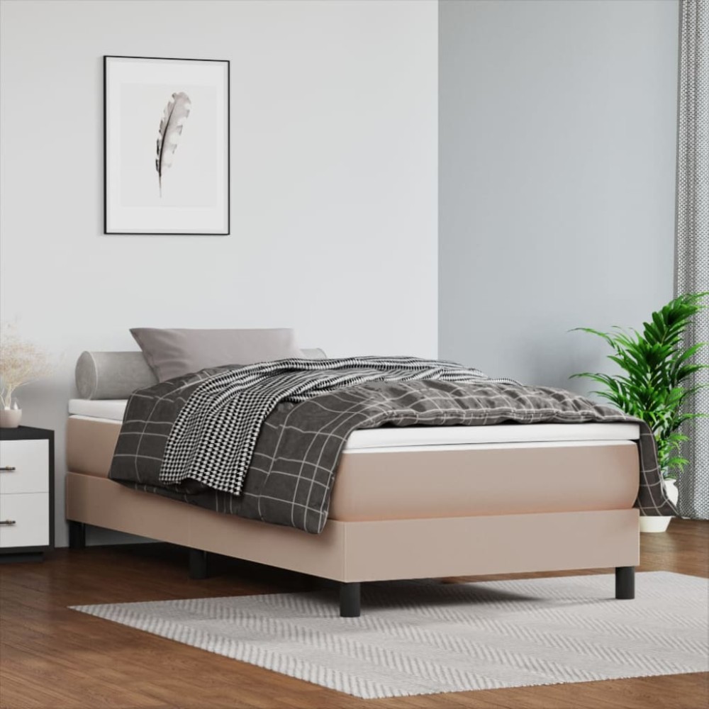 vidaXL Στρώμα με Pocket Springs Μεσαίας Σκληρότητας Καπουτσίνο 90x200x20 εκ. Συνθετ. Δέρμα