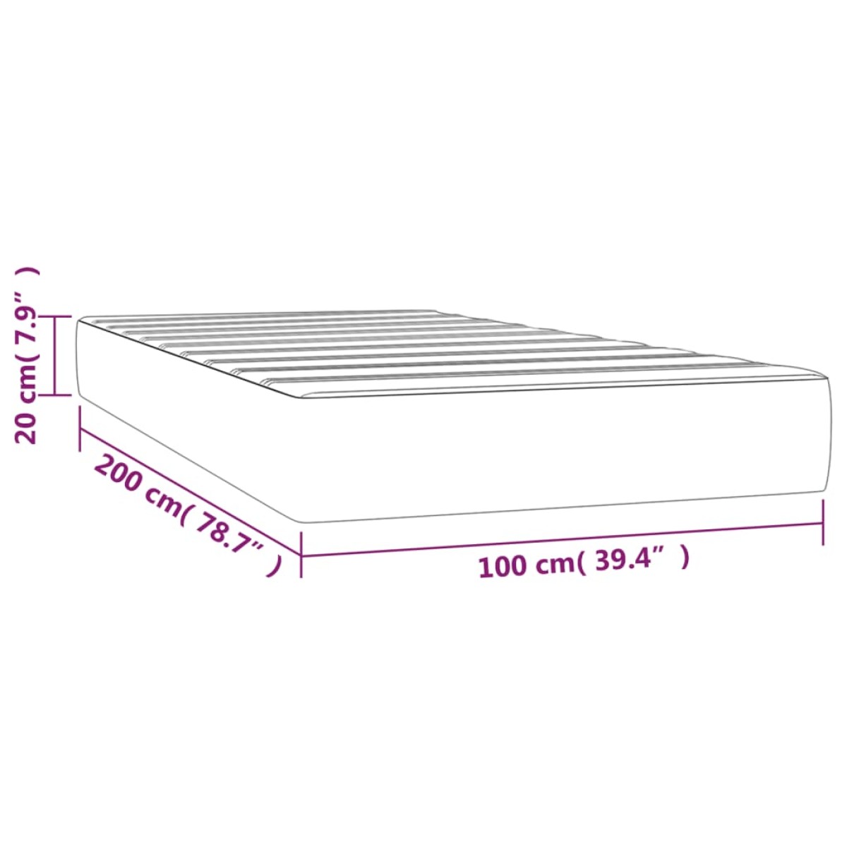 vidaXL Στρώμα με Pocket Springs Λευκό 100x200x20 εκ. Συνθετικό Δέρμα