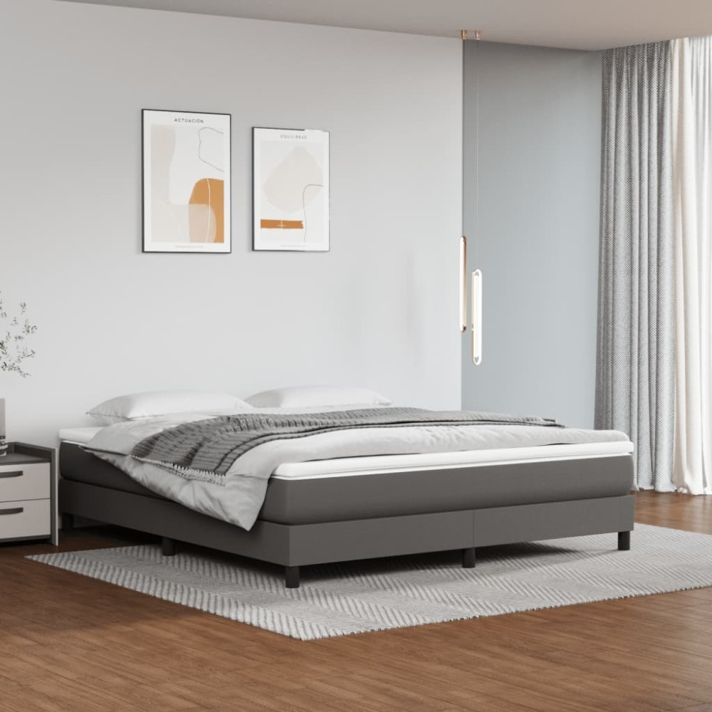 vidaXL Στρώμα με Pocket Springs Μεσαίας Σκληρότητας Γκρι 160x200x20 εκ. Συνθετικό Δέρμα