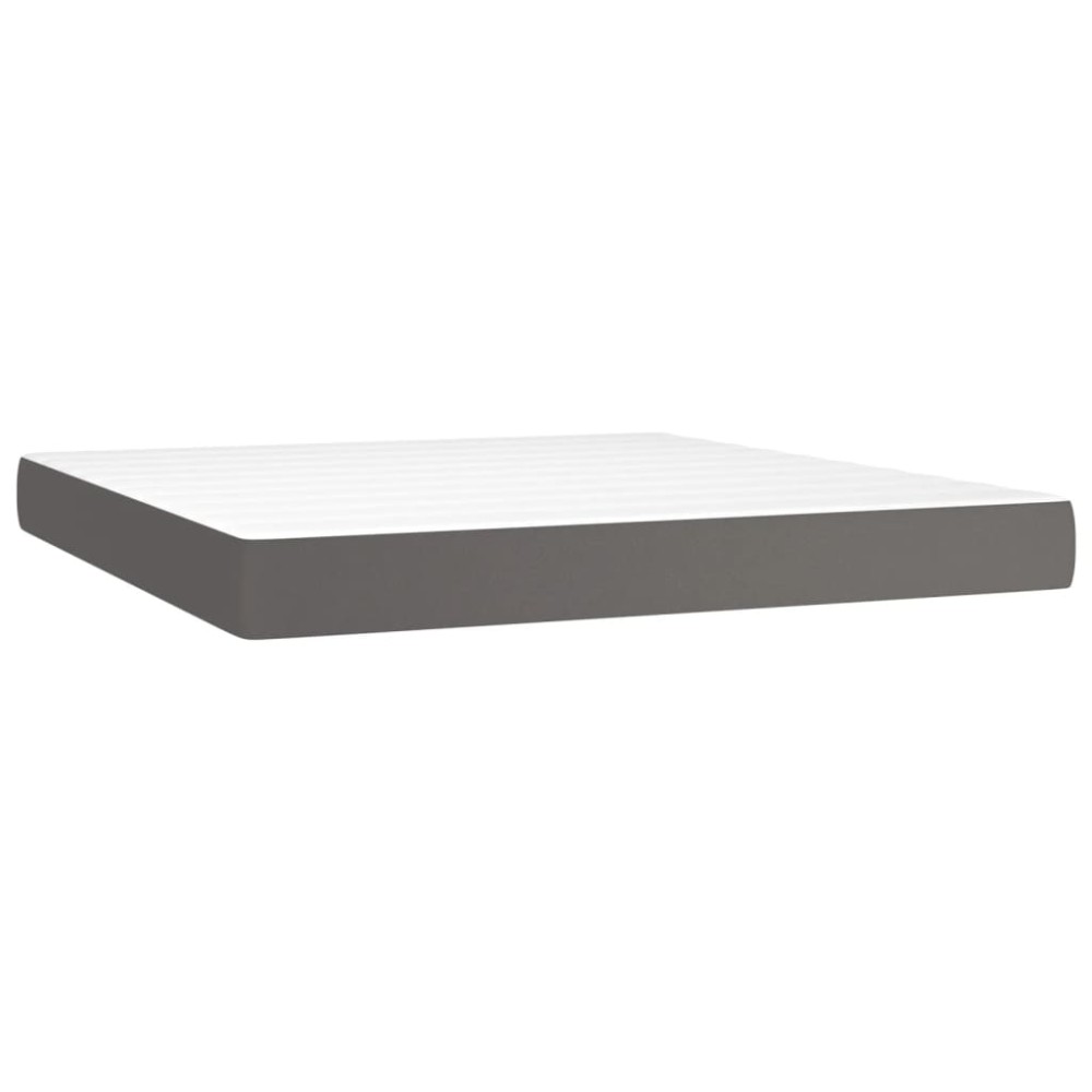 vidaXL Στρώμα με Pocket Springs Μεσαίας Σκληρότητας Γκρι 180x200x20 εκ. Συνθετικό Δέρμα