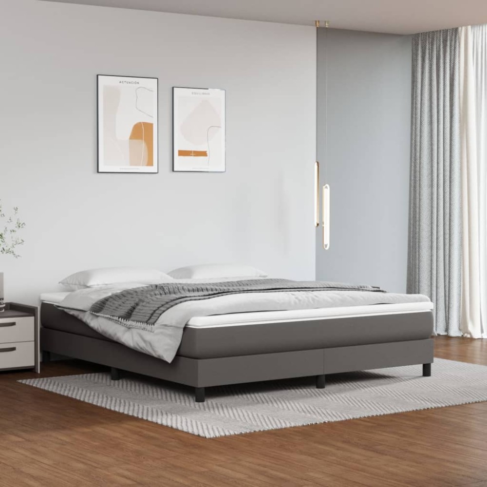 vidaXL Στρώμα με Pocket Springs Μεσαίας Σκληρότητας Γκρι 180x200x20 εκ. Συνθετικό Δέρμα