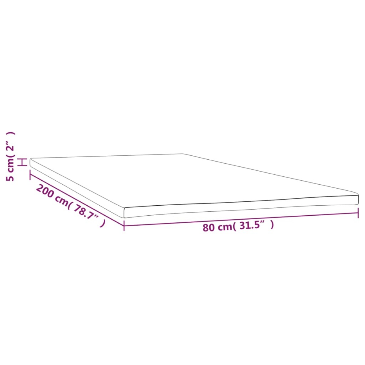 vidaXL Ανώστρωμα 80 x 200 εκ. 5 εκ.