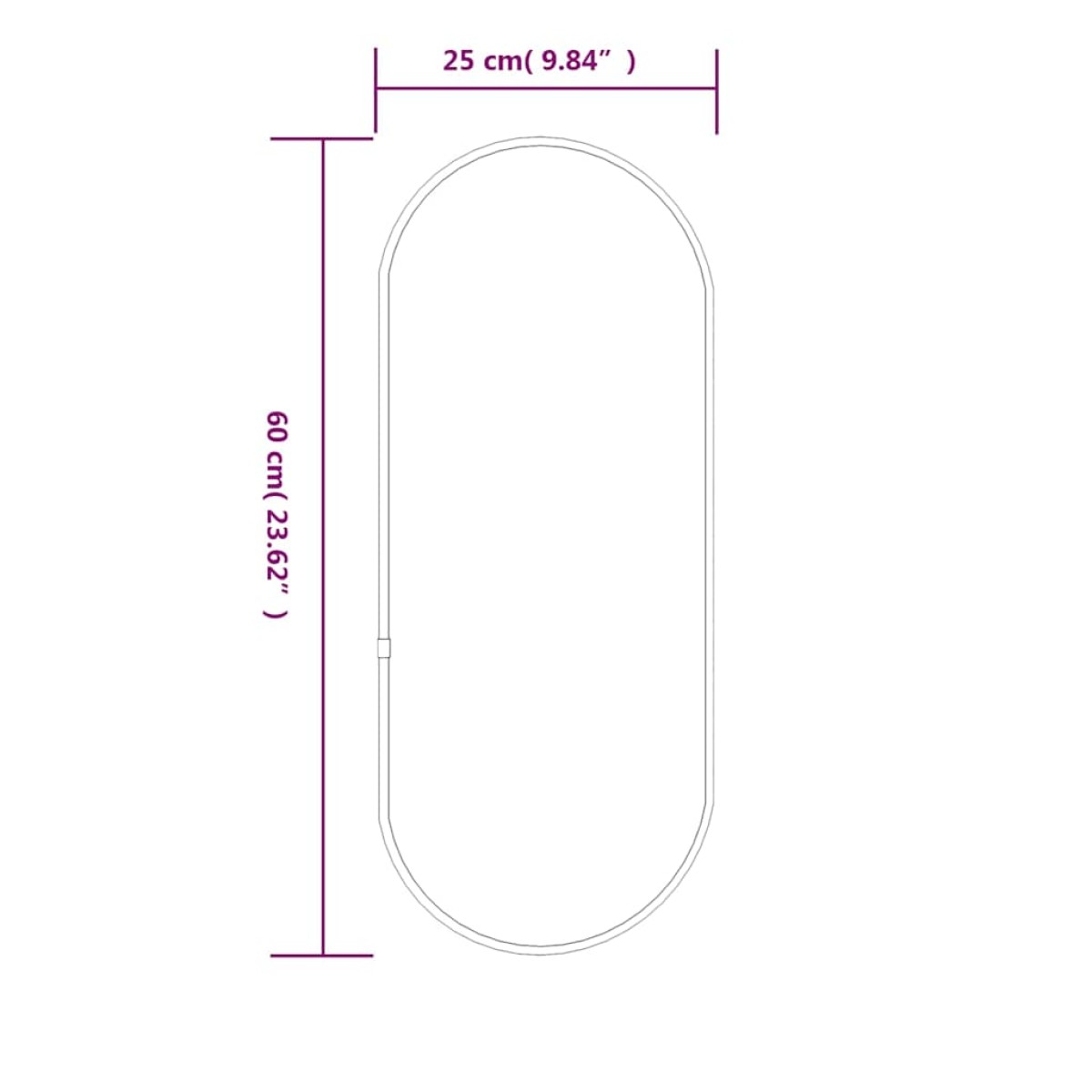 vidaXL Καθρέφτης Τοίχου Οβάλ Ασημί 60x25 εκ.