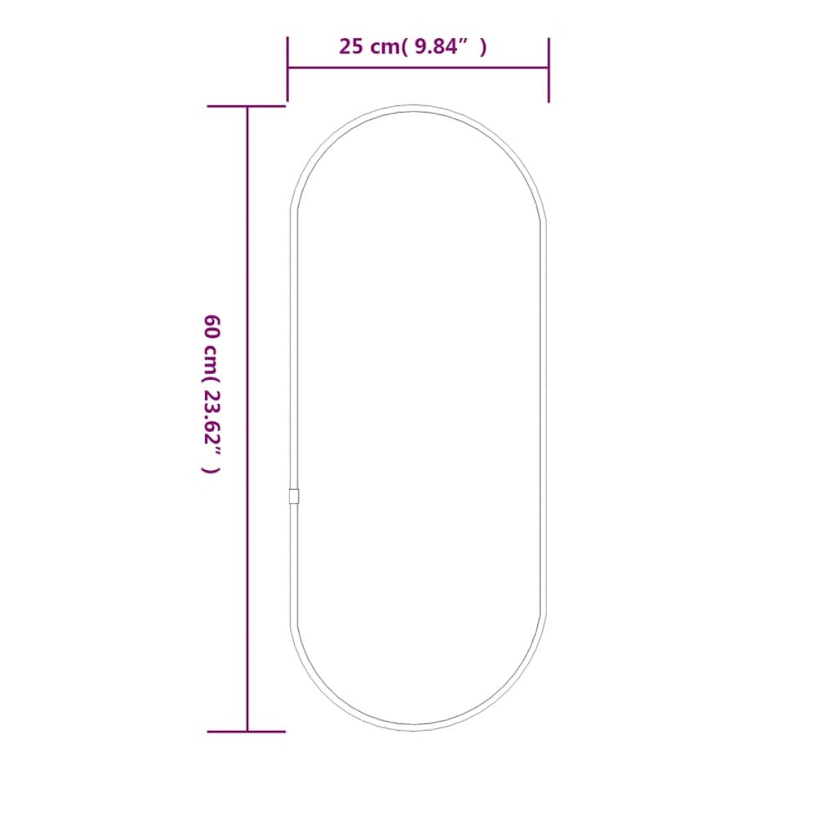 vidaXL Καθρέφτης Τοίχου Οβάλ Χρυσός 60x25 εκ.