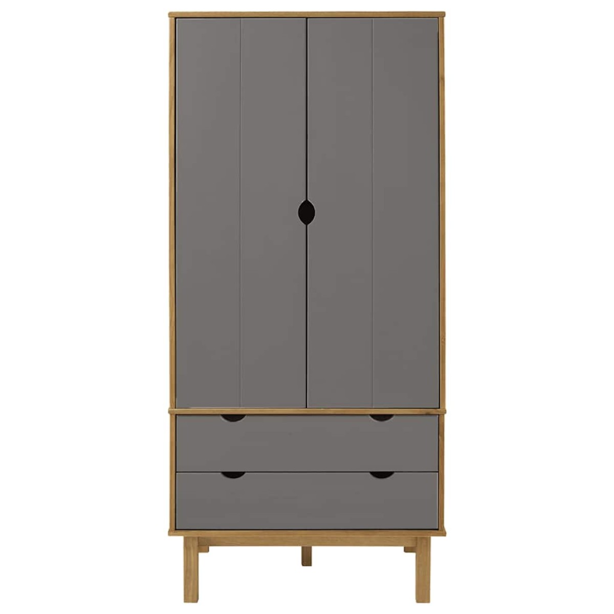 vidaXL Ντουλάπα OTTA Καφέ/Γκρι 76,5 x 53 x 172 εκ. Μασίφ Ξύλο Πεύκου