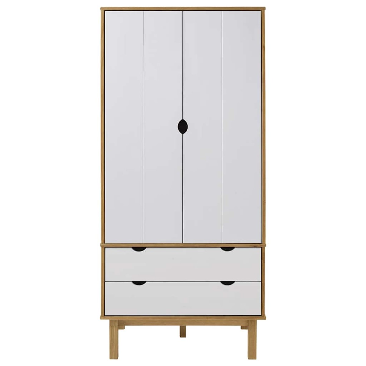 vidaXL Ντουλάπα OTTA Καφέ/Λευκό 76,5 x 53 x 172 εκ. Μασίφ Ξύλο Πεύκου