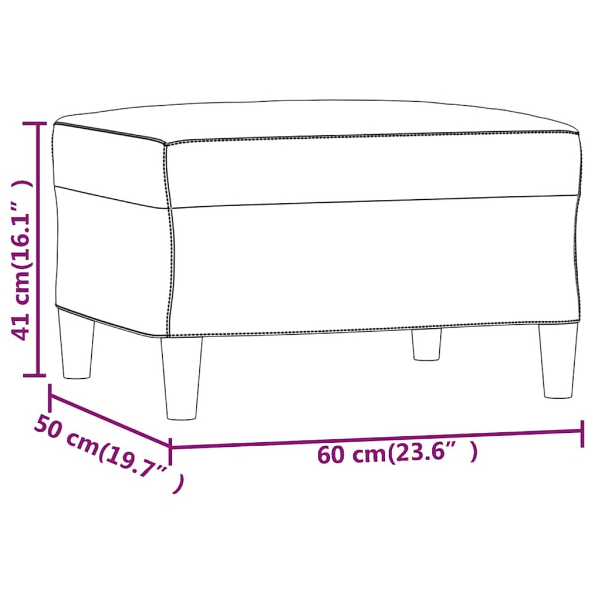 vidaXL Υποπόδιο Κρεμ 60x50x41 εκ. Βελούδινο