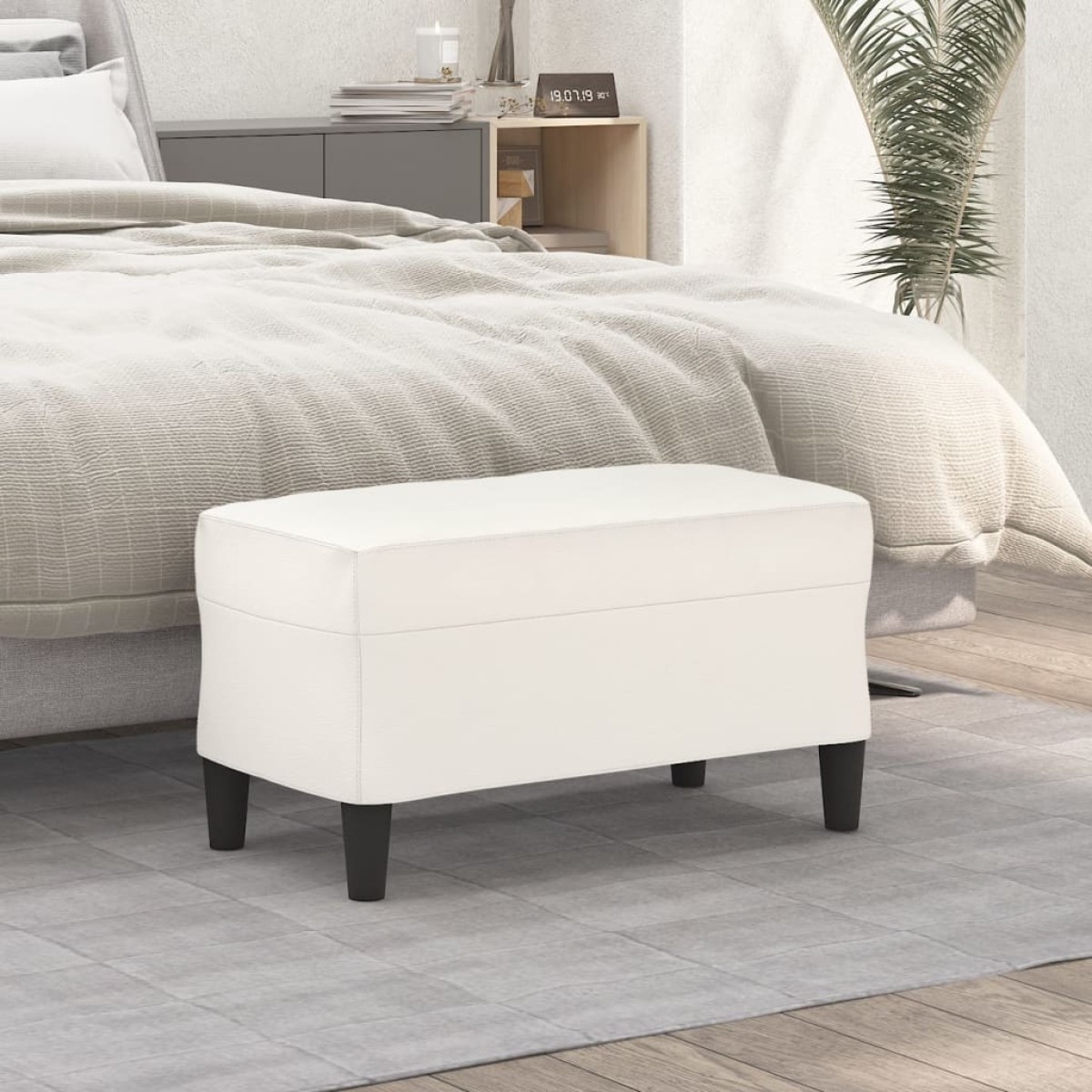 vidaXL Πάγκος Κρεμ 70x35x41 εκ. από Συνθετικό Δέρμα