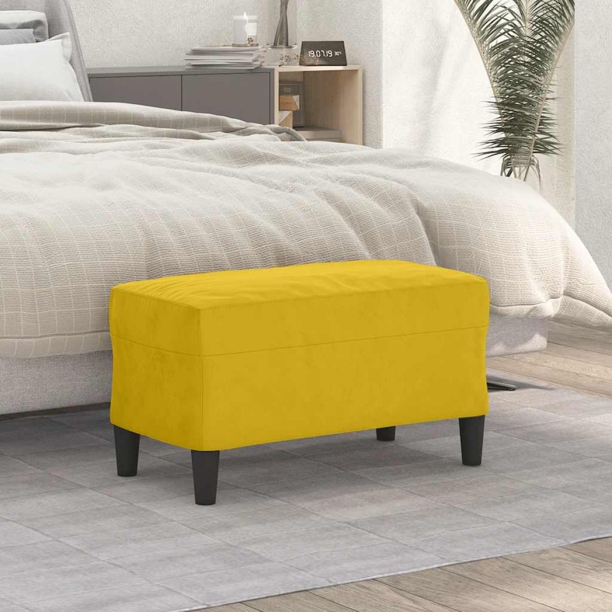 vidaXL Πάγκος Κίτρινο 70 x 35 x 41 εκ. Βελούδινος