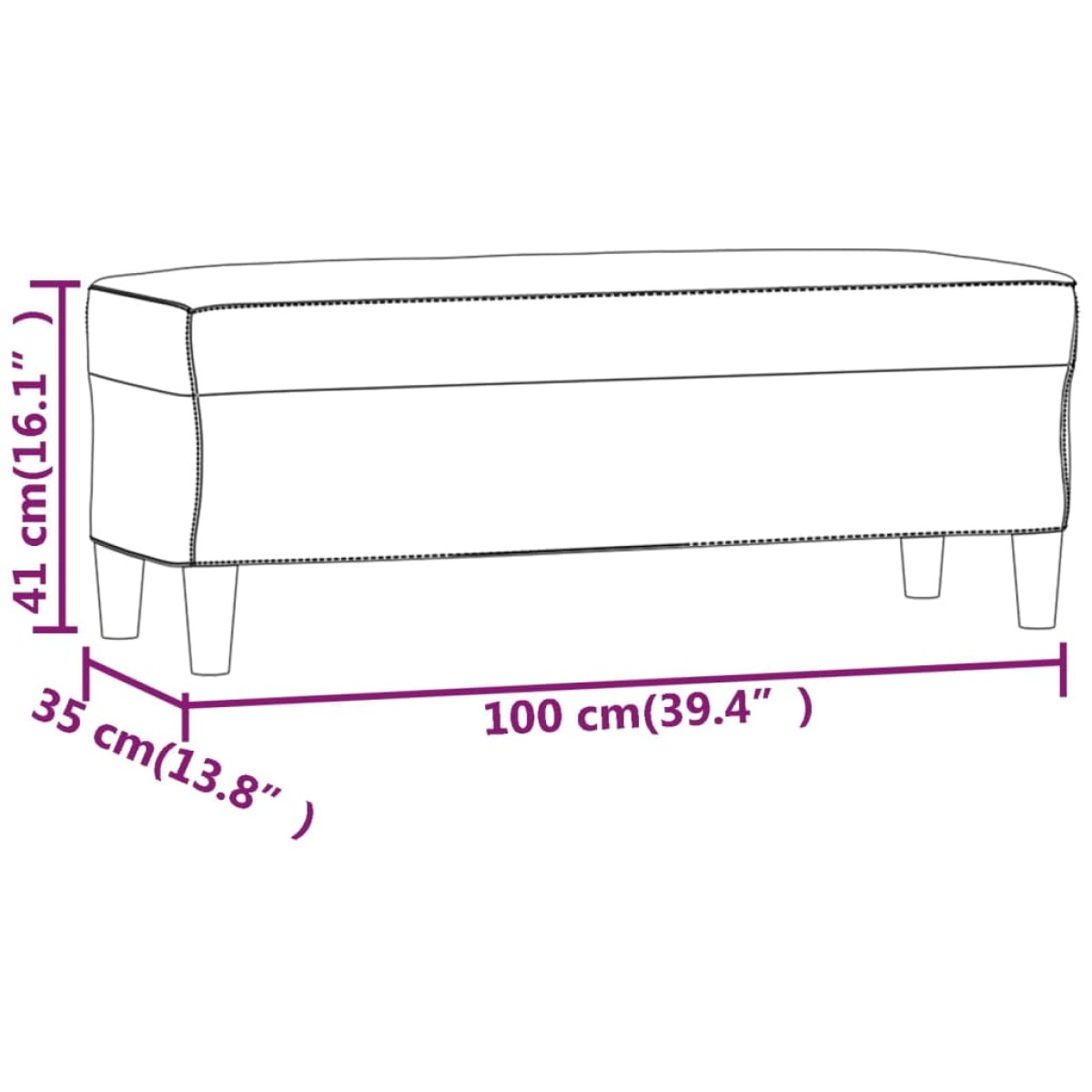 vidaXL Πάγκος Καπουτσίνο 100 x 35 x 41 εκ. από Συνθετικό Δέρμα