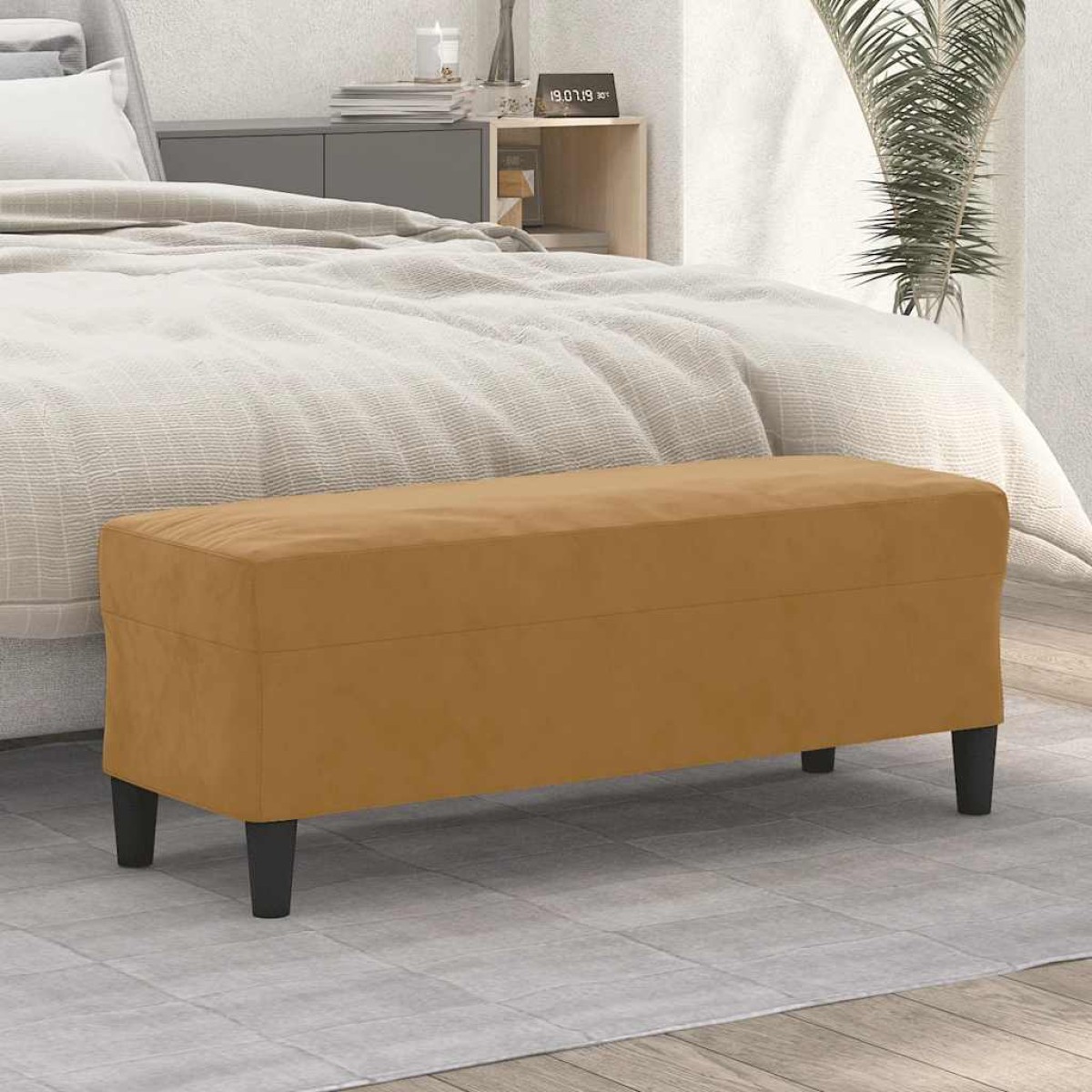 vidaXL Πάγκος Καφέ 100x35x41 εκ. Βελούδινος