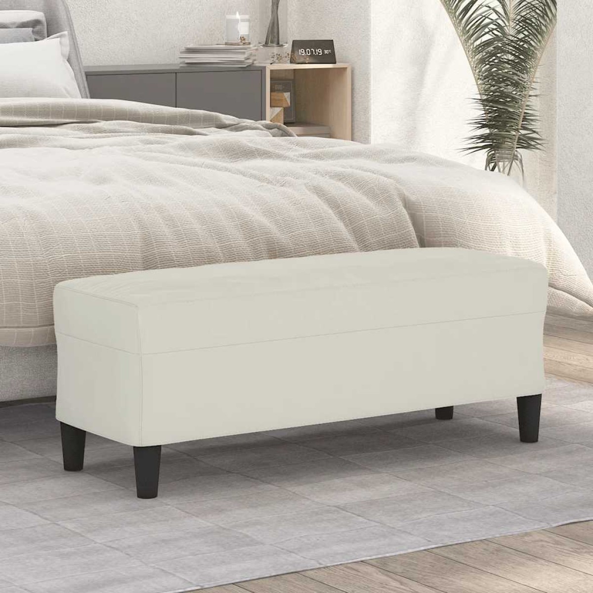 vidaXL Πάγκος Κρεμ 100x35x41 εκ. Βελούδινος