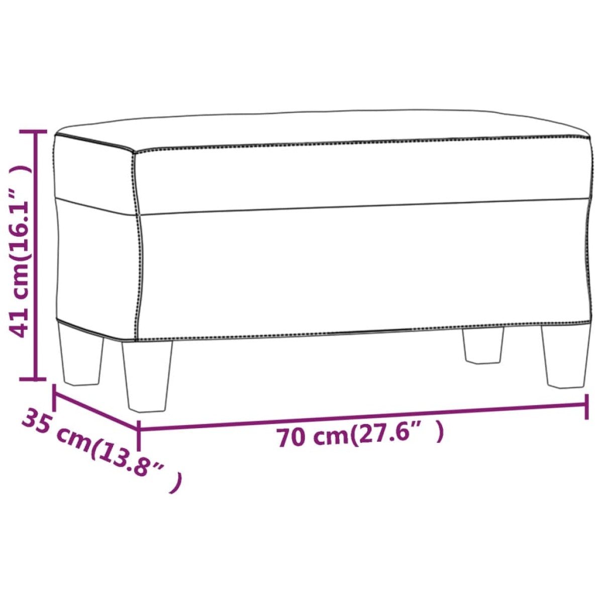 vidaXL Πάγκος Κρεμ 70x35x41 εκ. από Συνθετικό Δέρμα