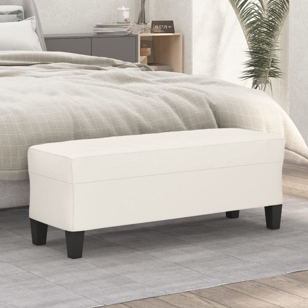 vidaXL Πάγκος Κρεμ 100x35x41 εκ. από Συνθετικό Δέρμα