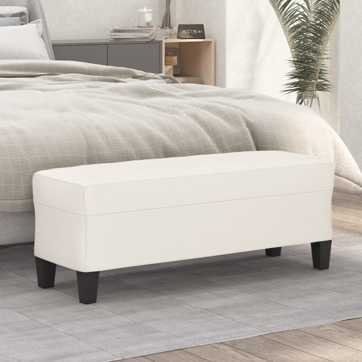 vidaXL Πάγκος Κρεμ 100x35x41 εκ. από Συνθετικό Δέρμα